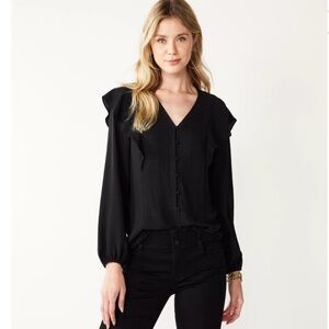 Nine West Black Button-Down Blouse